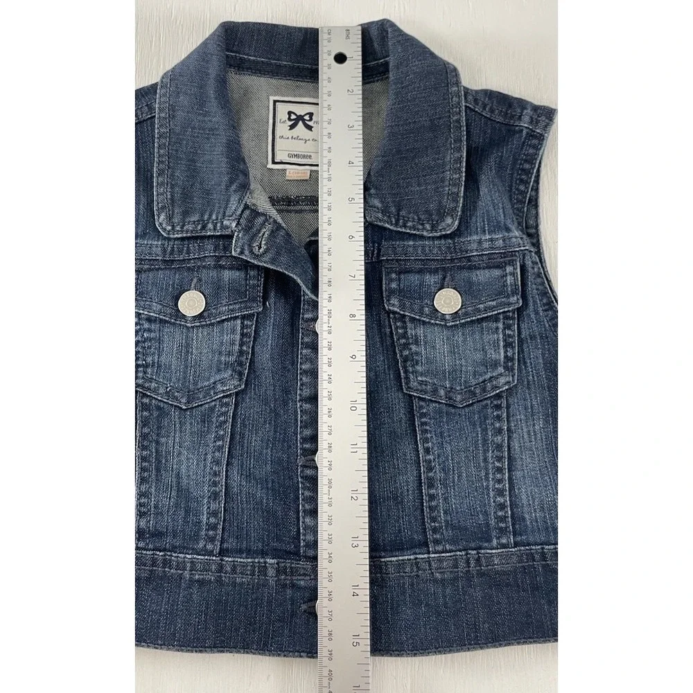 Gymboree Blue‎ Denim Button Cowgirl Jean Vest Cropped Size Large 10/12 Stretch